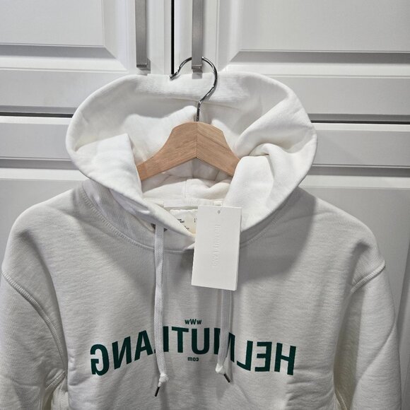 Helmut Lang Logo-Print Hooded Sweatshirt - Chalk White - Picture 2 of 12